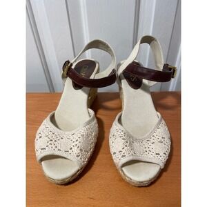 Espadrille Mid Wedge Sandals Crochet Chaps Damara Open Toe Tan Natural‎ Jute 9